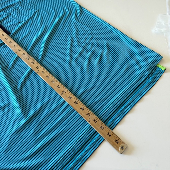 RLX Ralph Lauren Mint Blue Striped 4 Button Performance Golf Polo Men XL Stretch - Picture 6 of 6